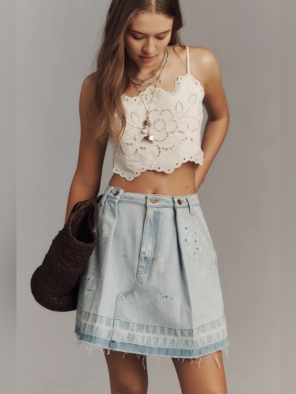 New Anthropologie Pilcro Reworked Denim Mini Skirt Size 6